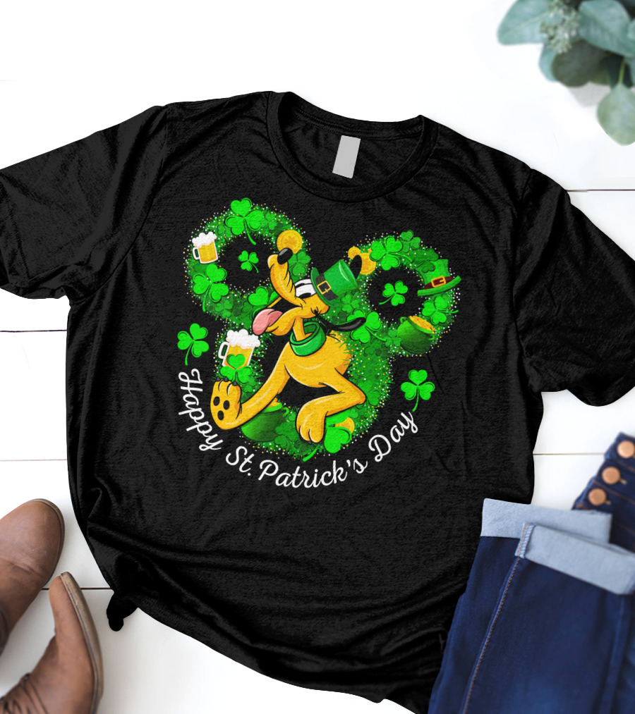 Happy St. Patrick's Day Pluto Shamrock And Hat Celebration T-Shirt