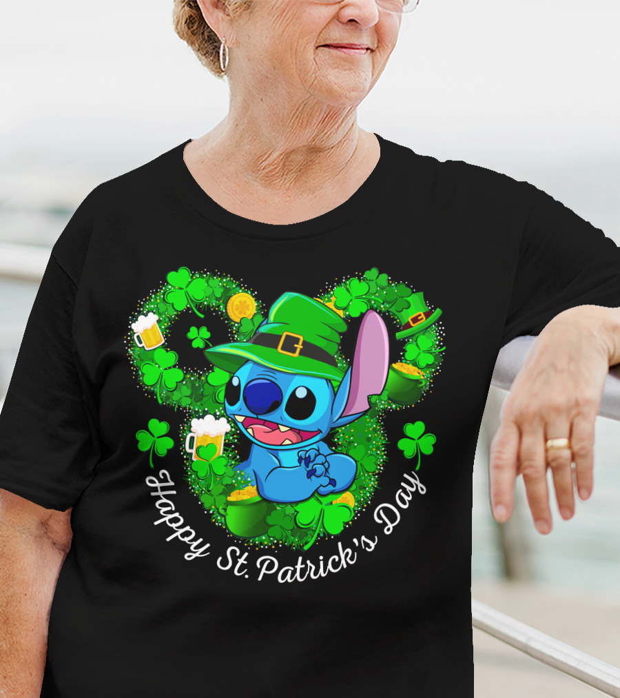 Stitch Leprechaun Happy St. Patrick's Day Shamrocks And Beer T-Shirt