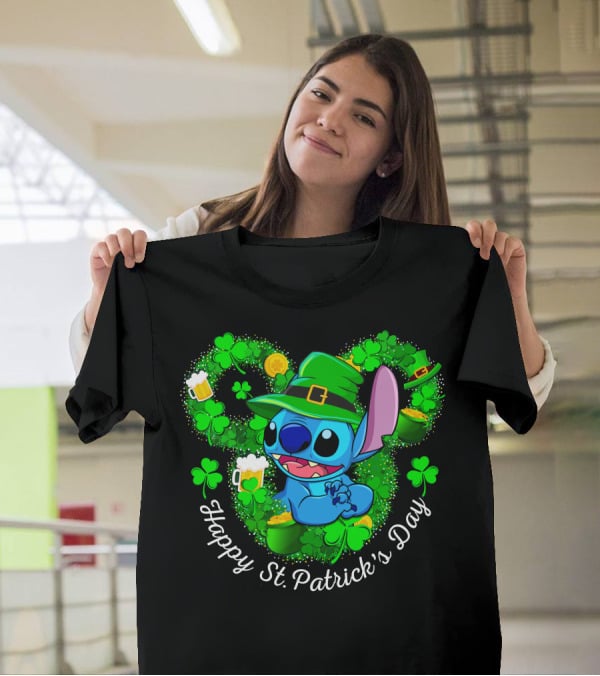 Stitch Leprechaun Happy St. Patrick's Day Shamrocks And Beer T-Shirt