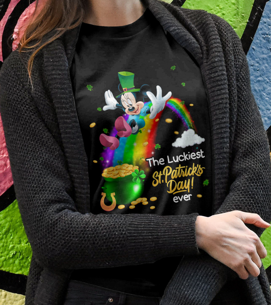 Minnie The Luckiest St. Patrick's Day Ever Rainbow Pot Of Gold T-Shirt