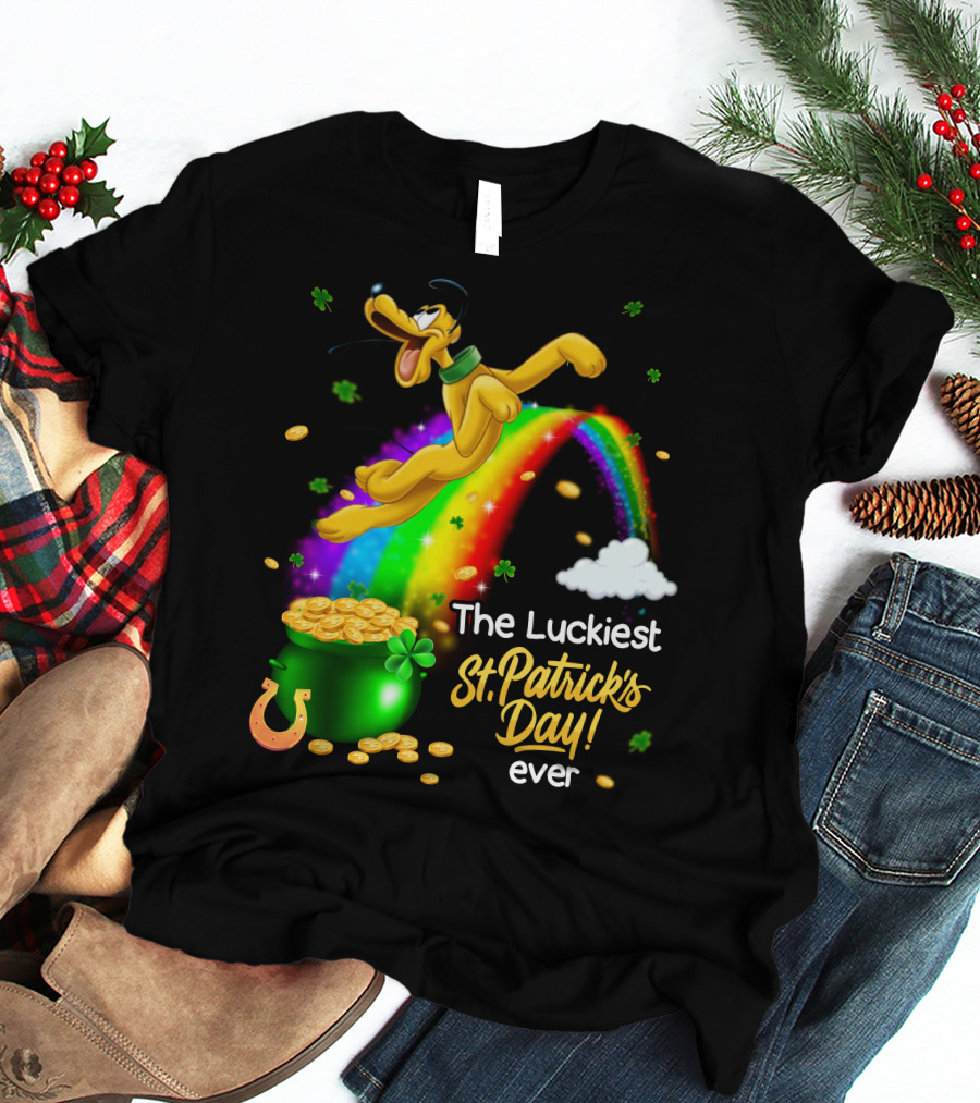 The Luckiest St. Patrick's Day Ever Pluto Rainbow Pot Of Gold T-Shirt