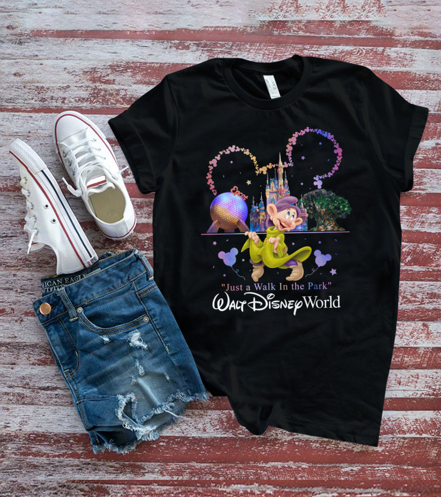 Walt Disney World Dopey Just A Walk In The Park Epcot Magic Kingdom T-Shirt