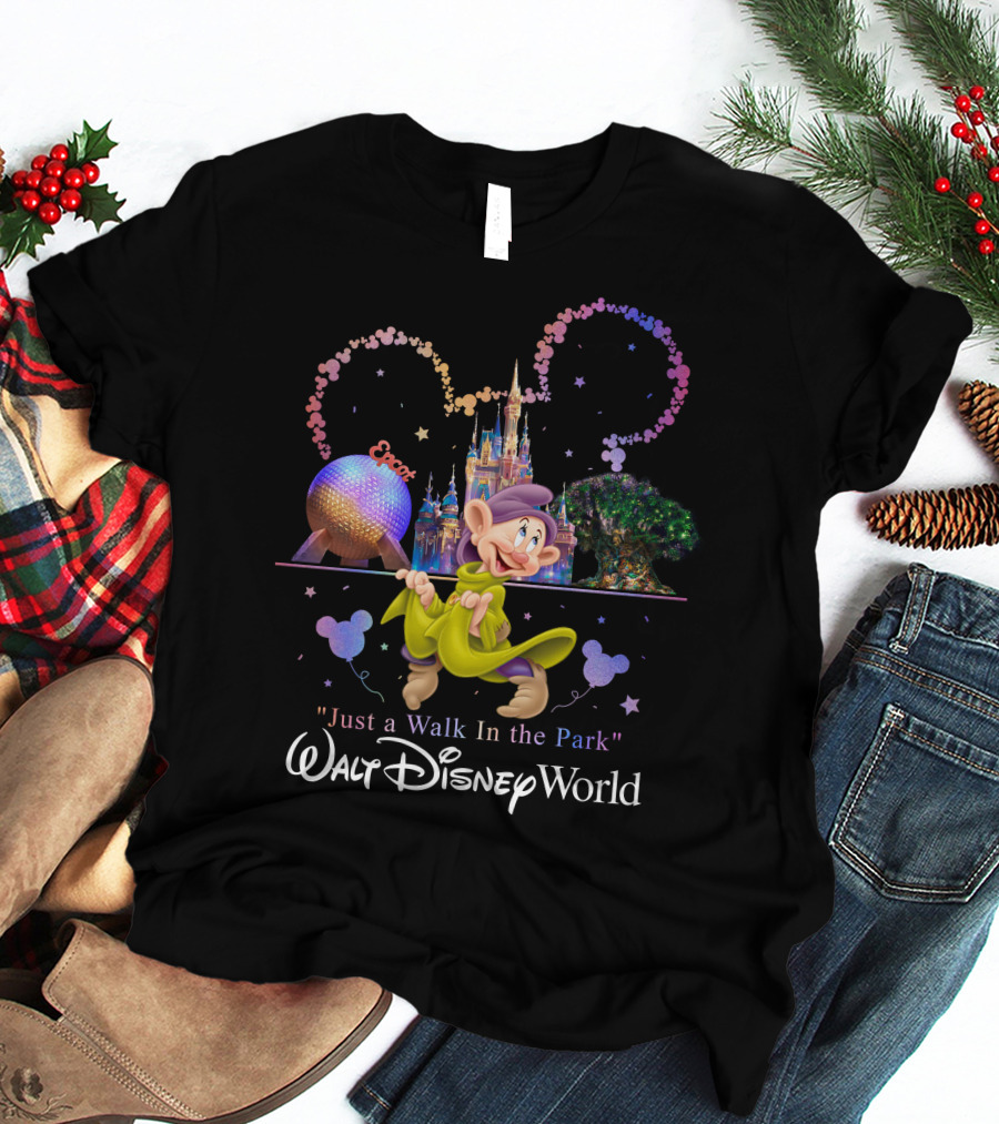 Walt Disney World Dopey Just A Walk In The Park Epcot Magic Kingdom T-Shirt