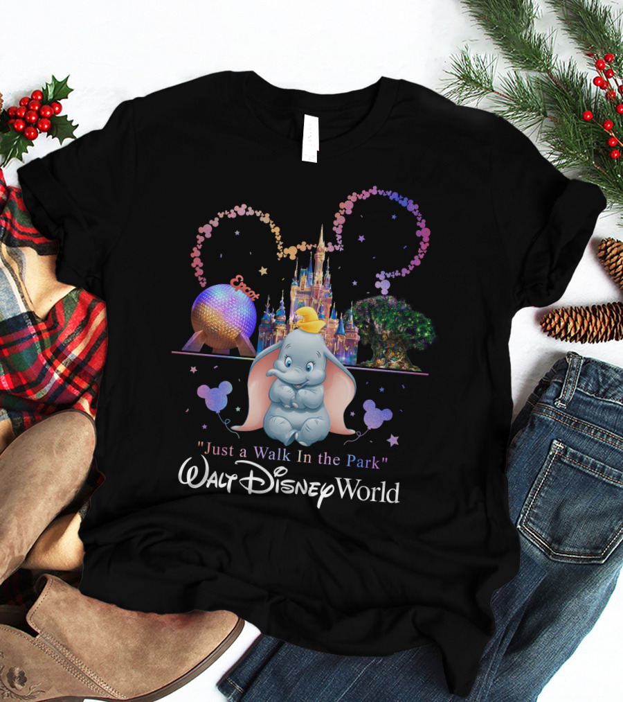 Dumbo Just A Walk In The Park Walt Disney World Epcot Magic Kingdom T-Shirt