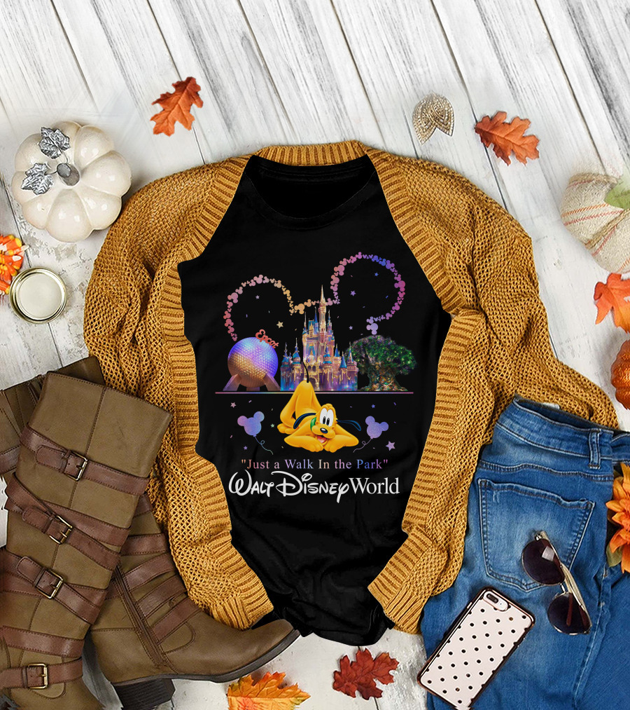 Walt Disney World Just A Walk In The Park Pluto Magic Kingdom Epcot T-Shirt