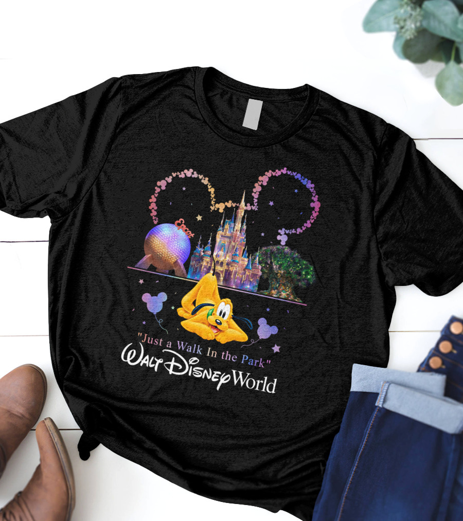 Walt Disney World Just A Walk In The Park Pluto Magic Kingdom Epcot T-Shirt