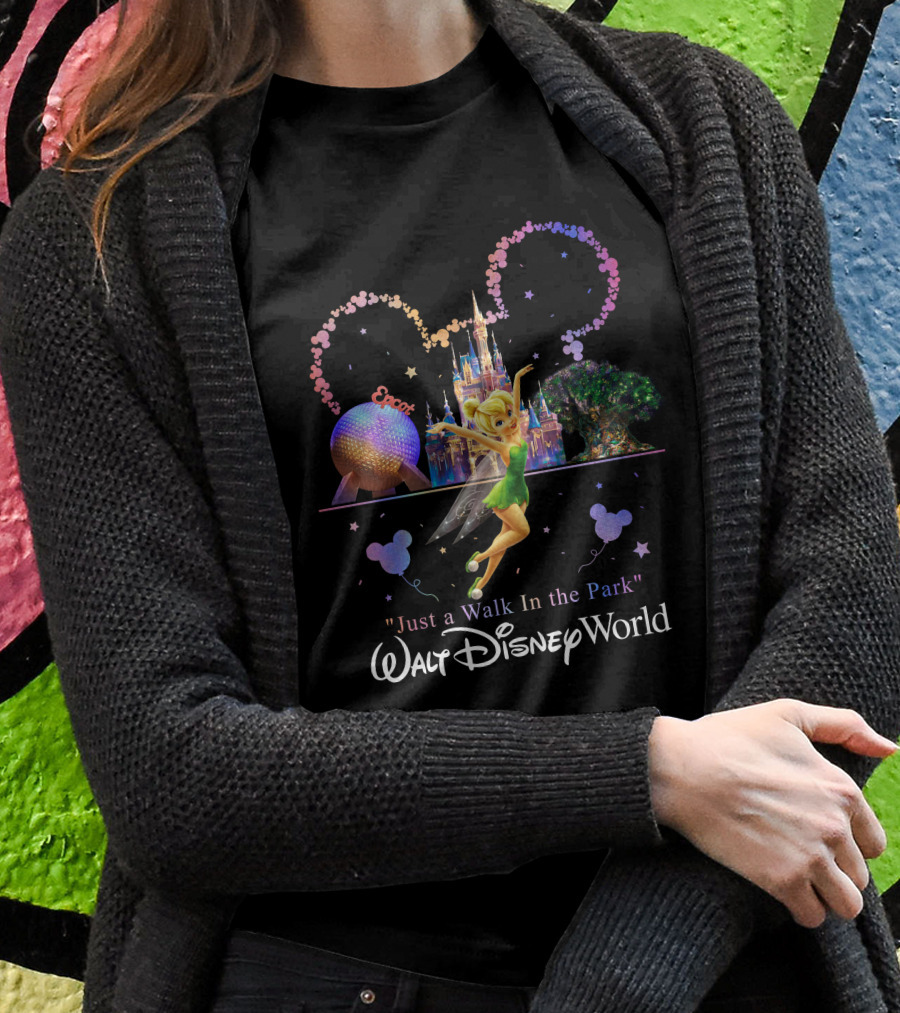 Walt Disney World Tinkerbell Just A Walk In The Park Epcot Magic Kingdom T-Shirt