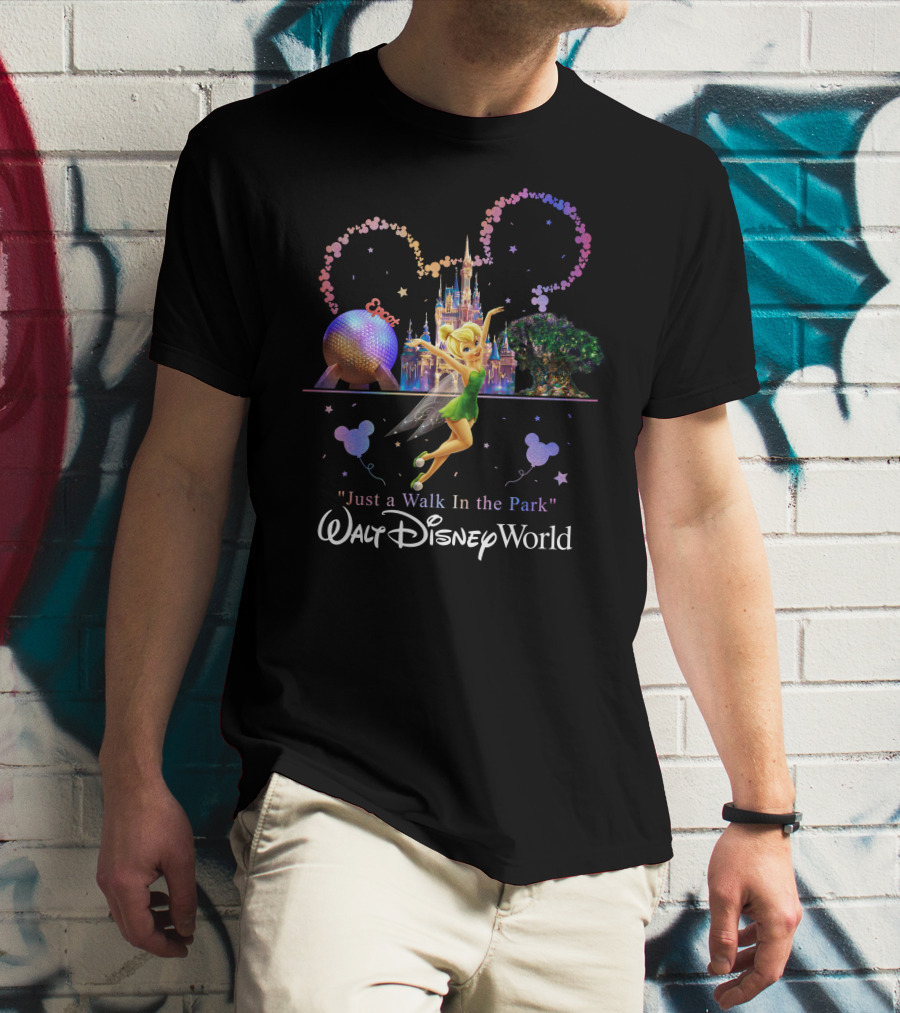 Walt Disney World Tinkerbell Just A Walk In The Park Epcot Magic Kingdom T-Shirt