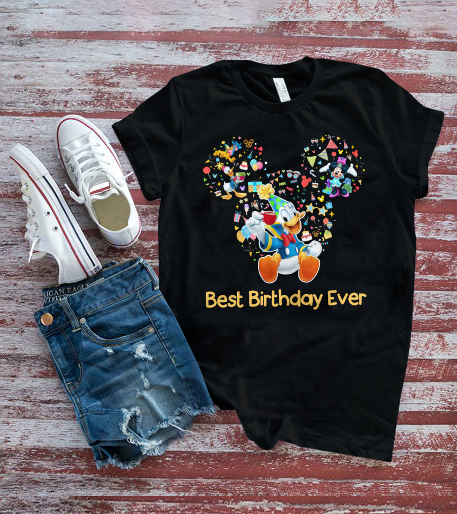 Best Birthday Ever Donald Duck Party Celebration Mickey Mouse T-Shirt