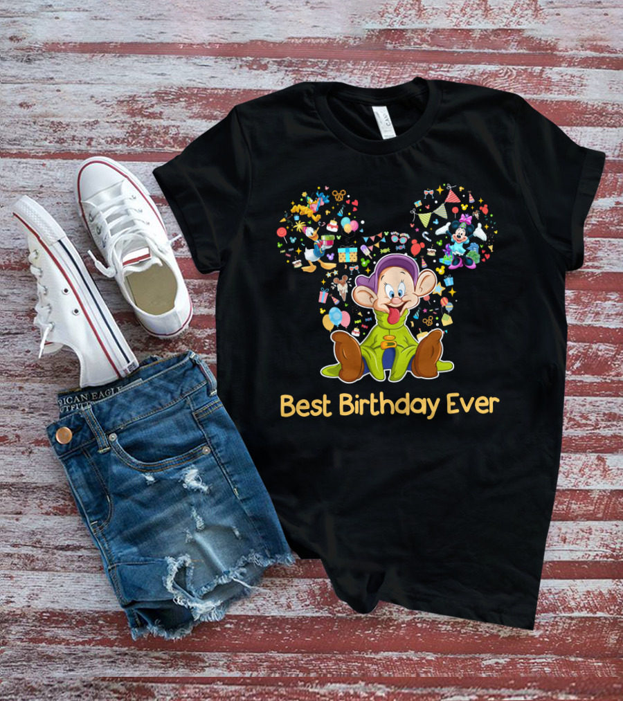 Best Birthday Ever Dopey Mickey Ears Disney Magic T-Shirt