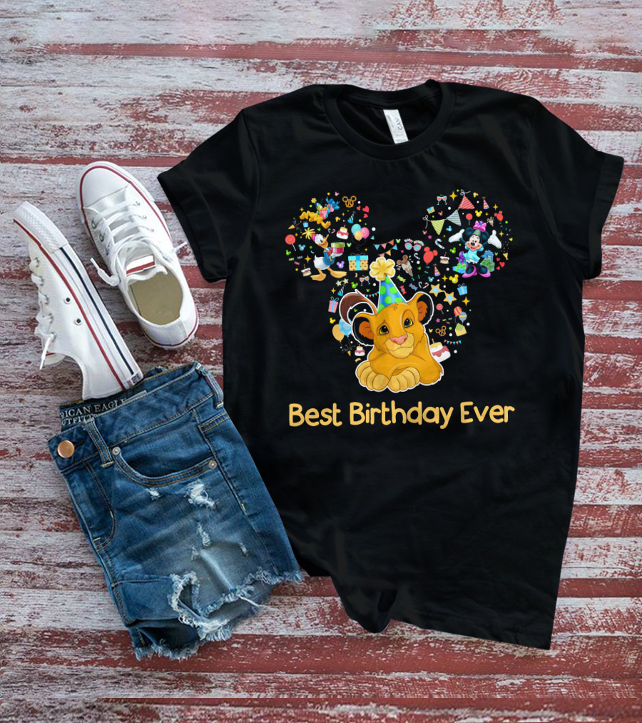Simba Best Birthday Ever Disney Mickey Mouse Ears Party Hat T-Shirt
