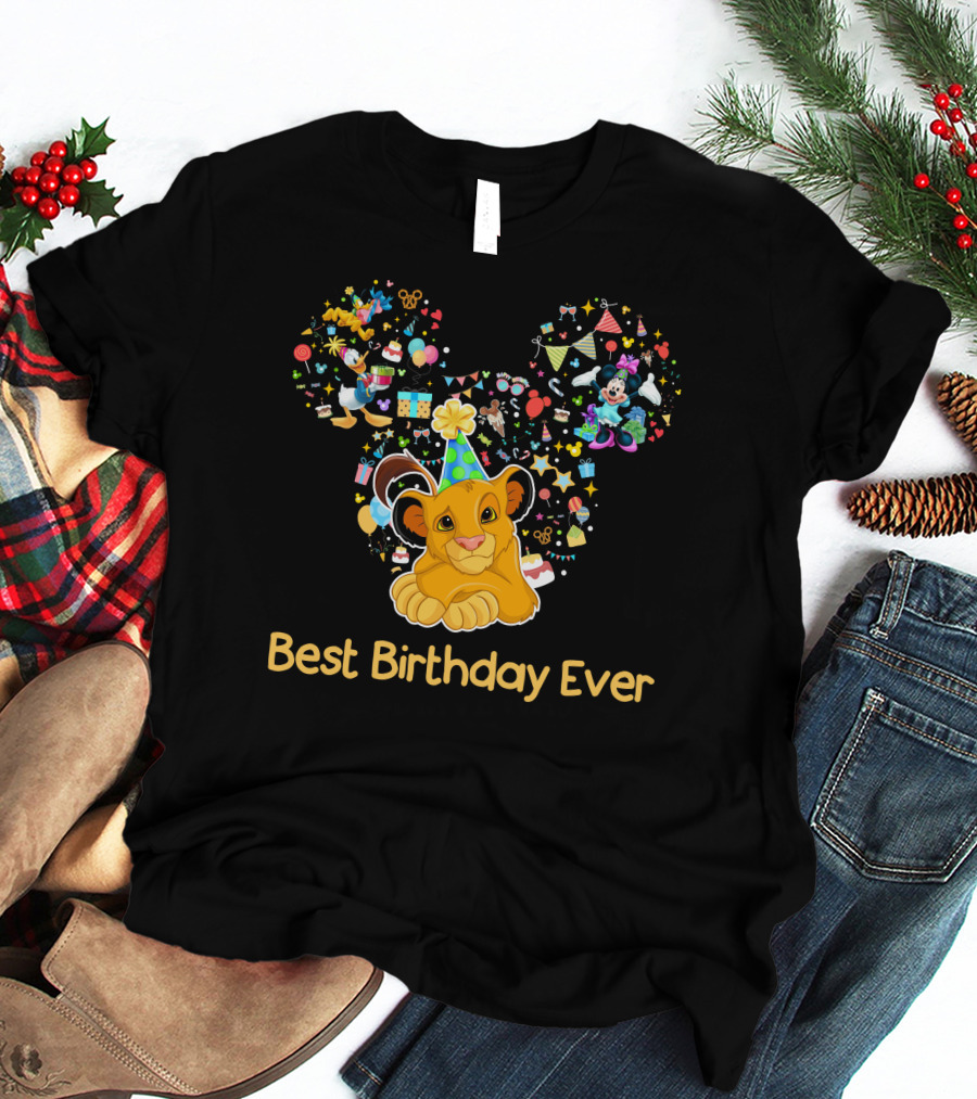 Simba Best Birthday Ever Disney Mickey Mouse Ears Party Hat T-Shirt