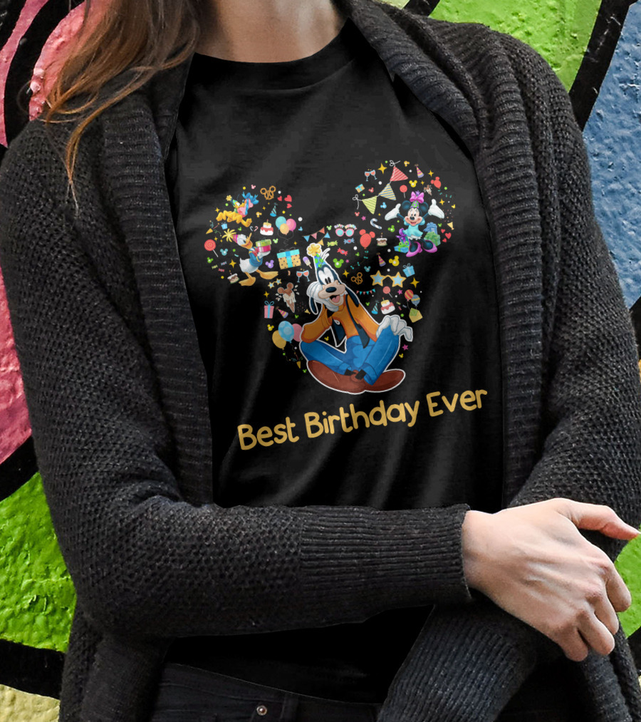 Best Birthday Ever Goofy Minnie Mickey Ears Celebration T-Shirt