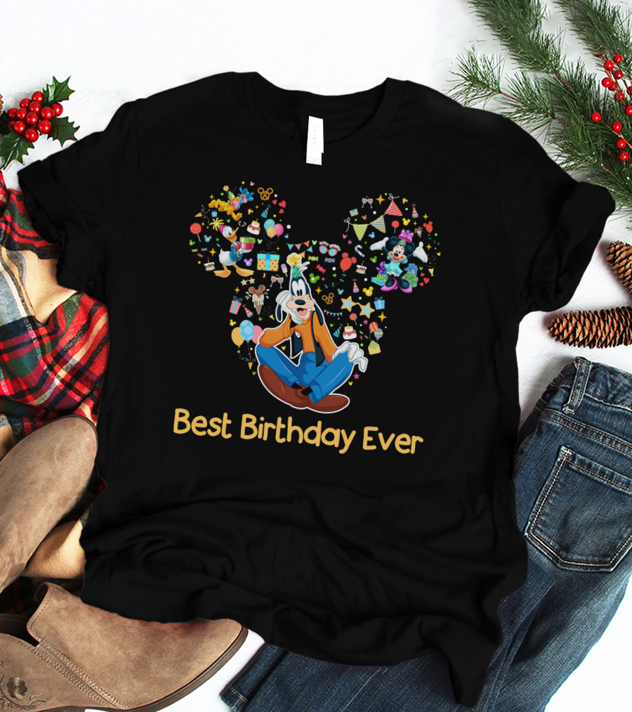 Best Birthday Ever Goofy Minnie Mickey Ears Celebration T-Shirt