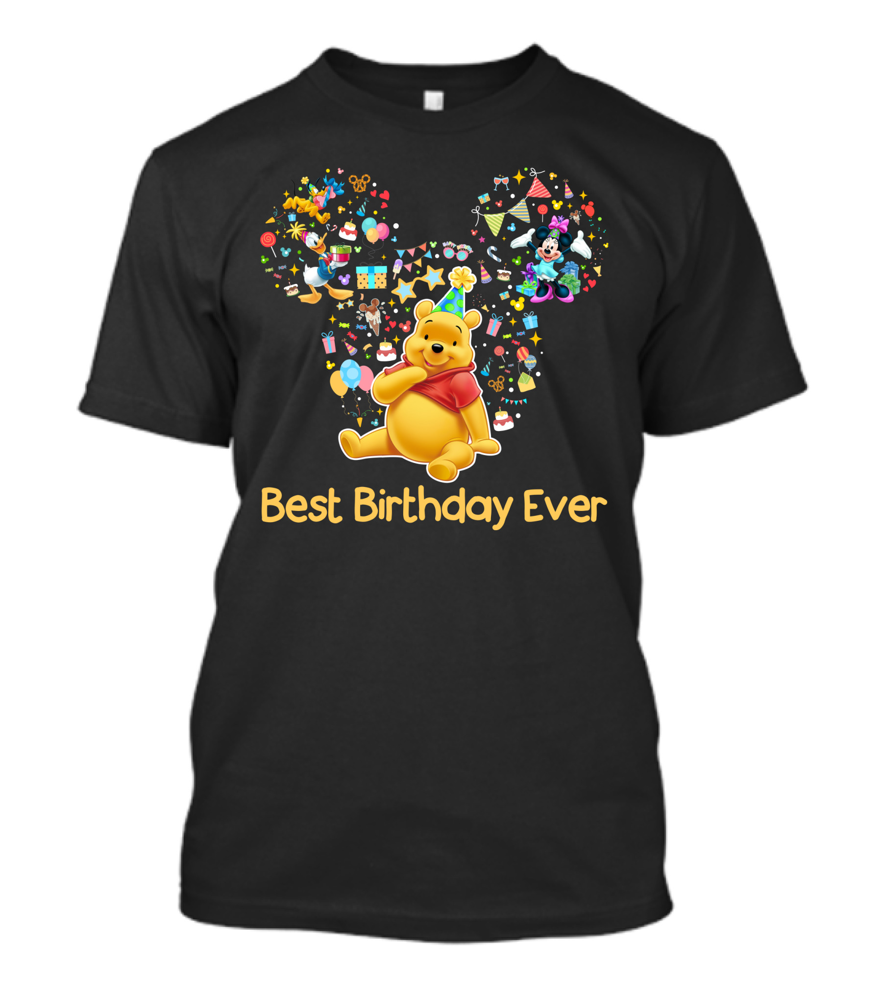 Best Birthday Ever Winnie The Pooh Mickey Ears Celebration T-Shirt
