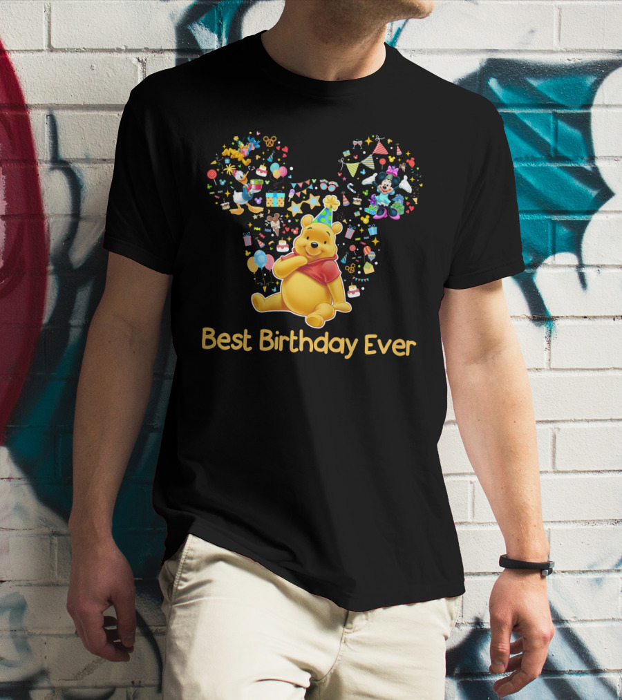 Best Birthday Ever Winnie The Pooh Mickey Ears Celebration T-Shirt