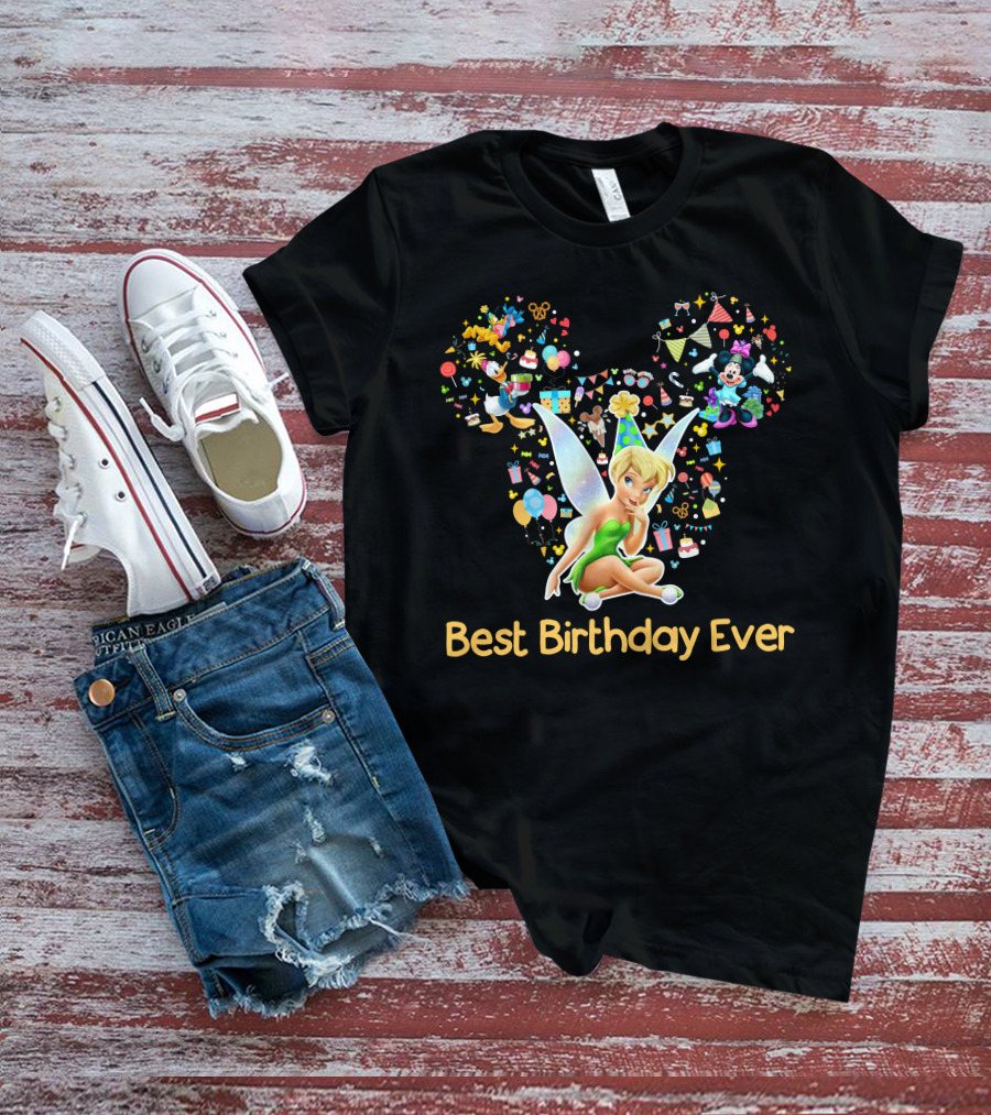 Tinkerbell Best Birthday Ever Disney Celebration Mickey Ears T-Shirt