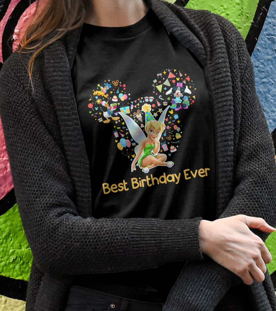 Tinkerbell Best Birthday Ever Disney Celebration Mickey Ears T-Shirt