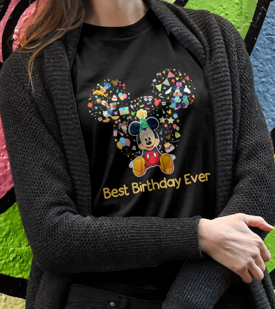 Mickey Best Birthday Ever Celebration Party Theme T-Shirt