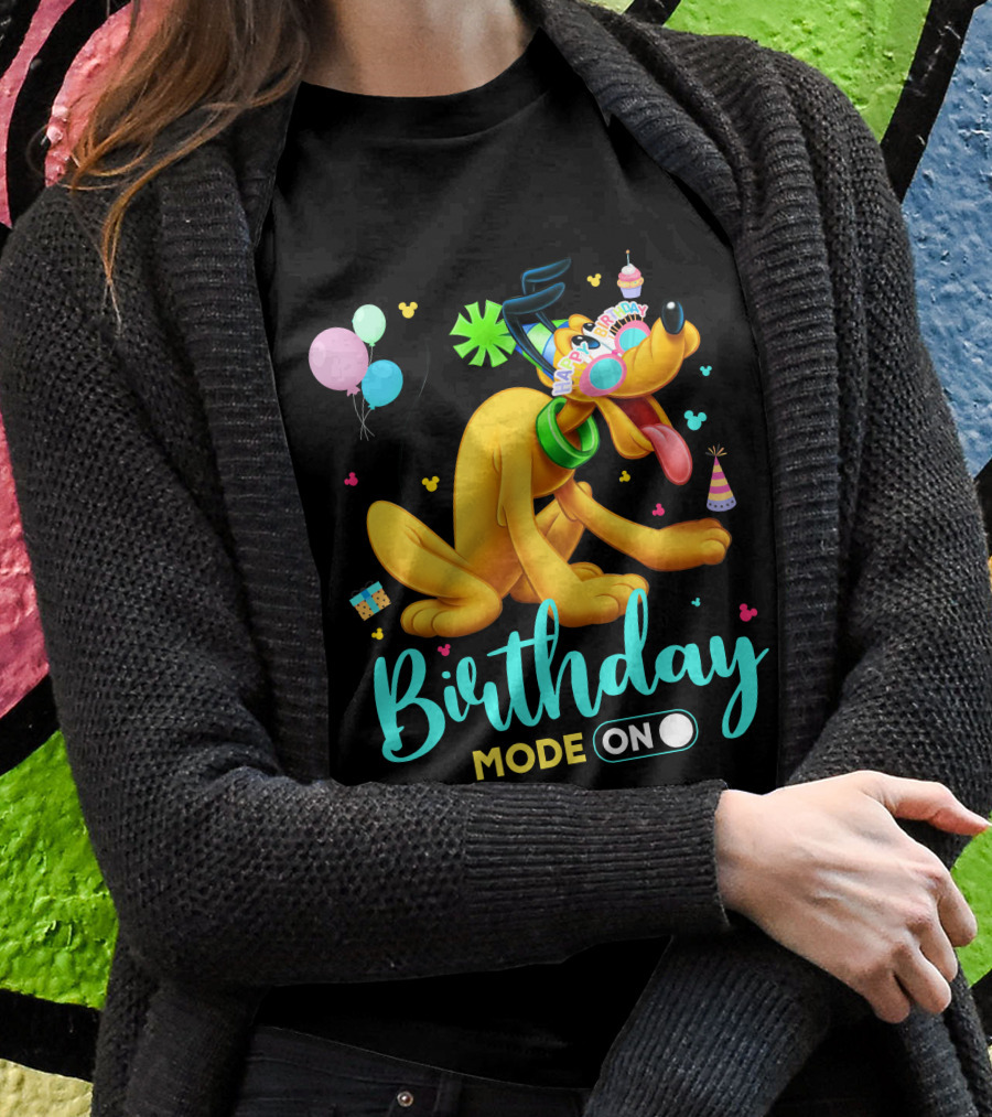 Birthday Mode On Pluto Party Celebration Balloons And Confetti T-Shirt
