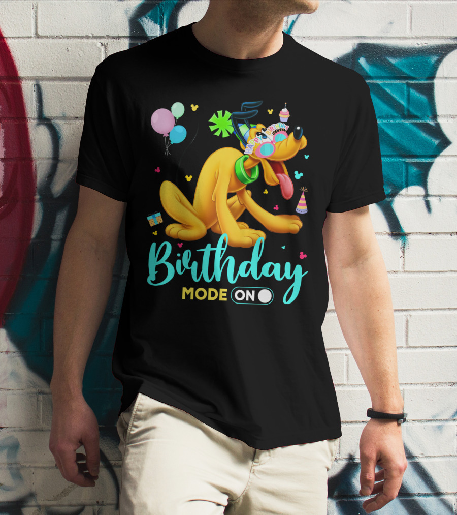 Birthday Mode On Pluto Party Celebration Balloons And Confetti T-Shirt