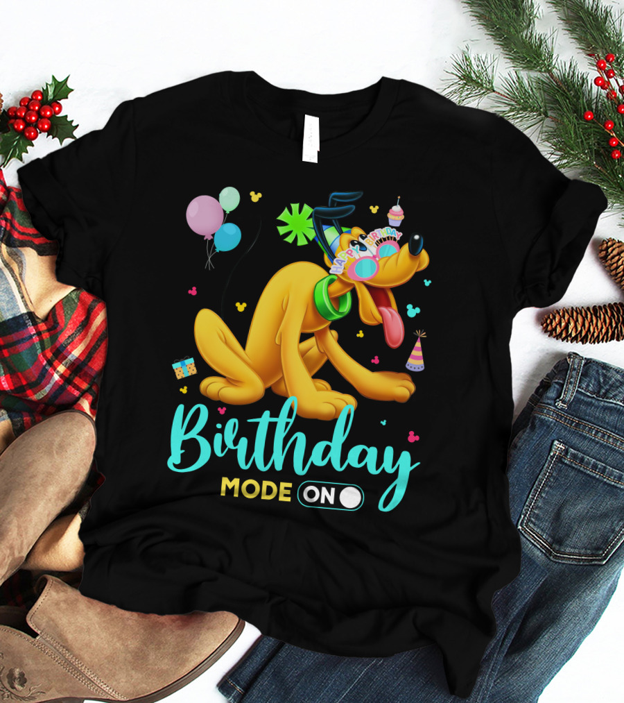 Birthday Mode On Pluto Party Celebration Balloons And Confetti T-Shirt