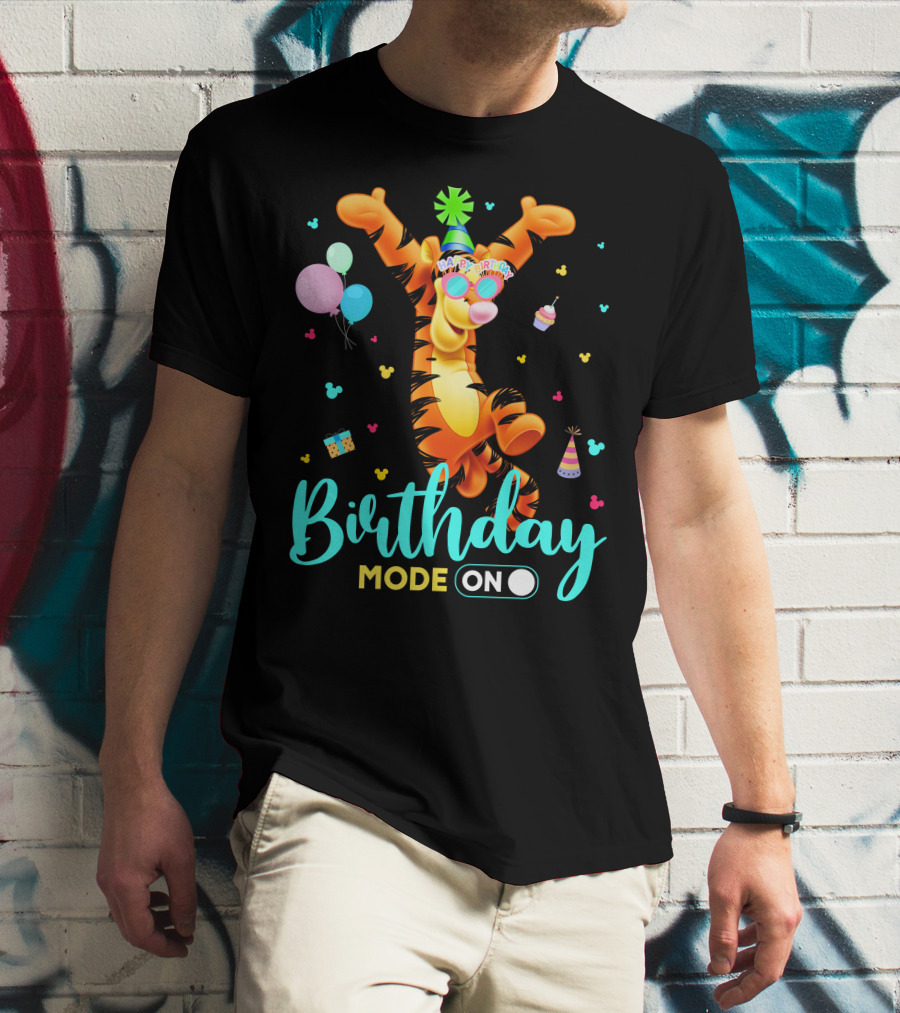 Tigger Birthday Mode On Party Celebration Balloons Cupcake Hat T-Shirt