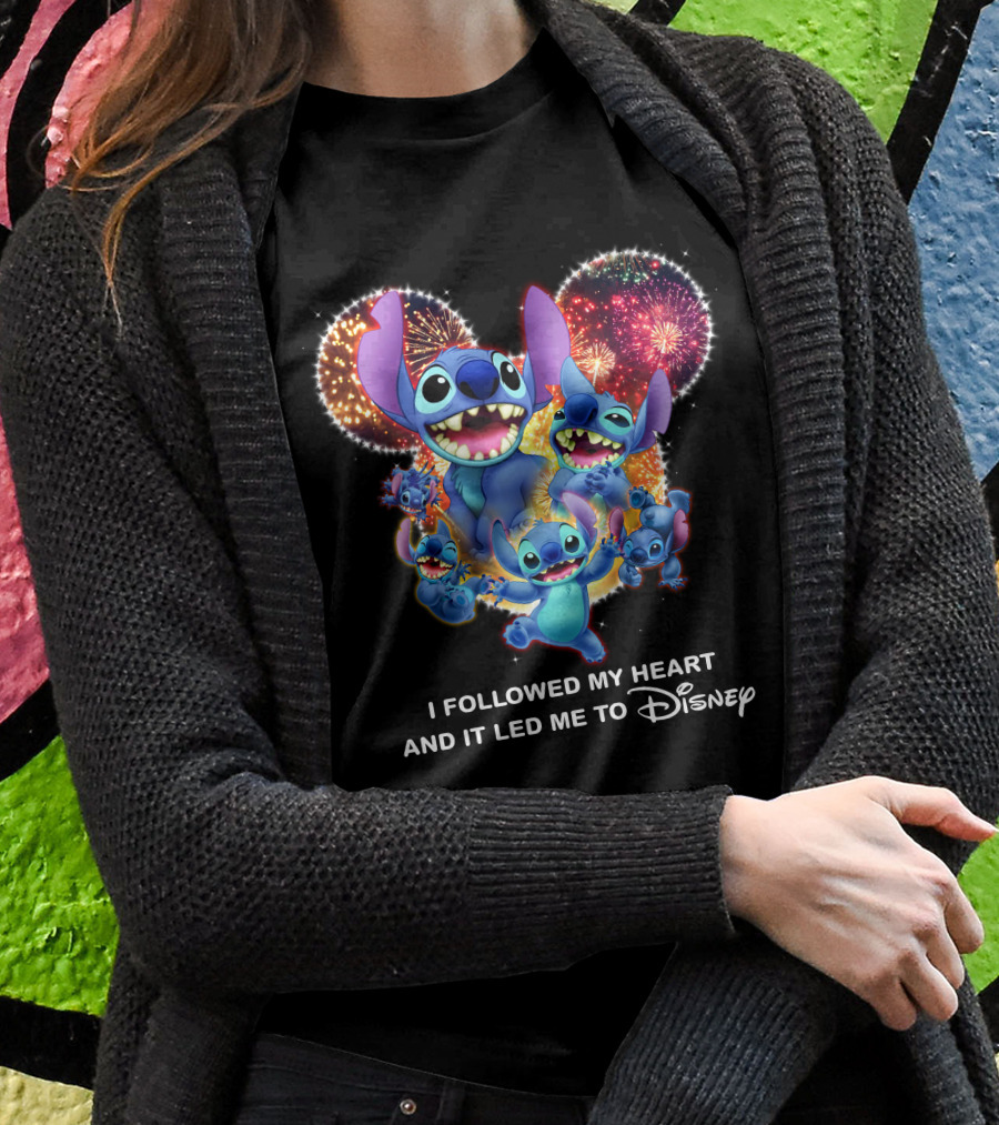 I Followed My Heart And It Led Me To Disney Stitch Fireworks Celebration T-Shirt