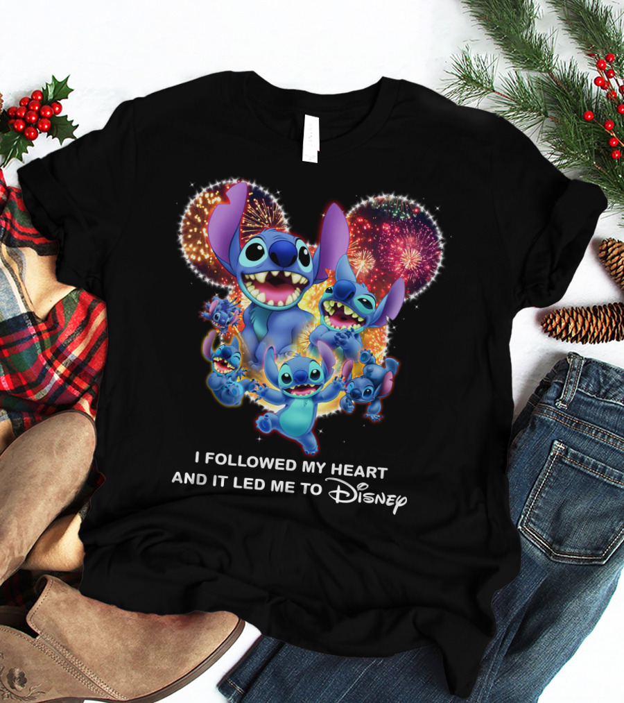 I Followed My Heart And It Led Me To Disney Stitch Fireworks Celebration T-Shirt