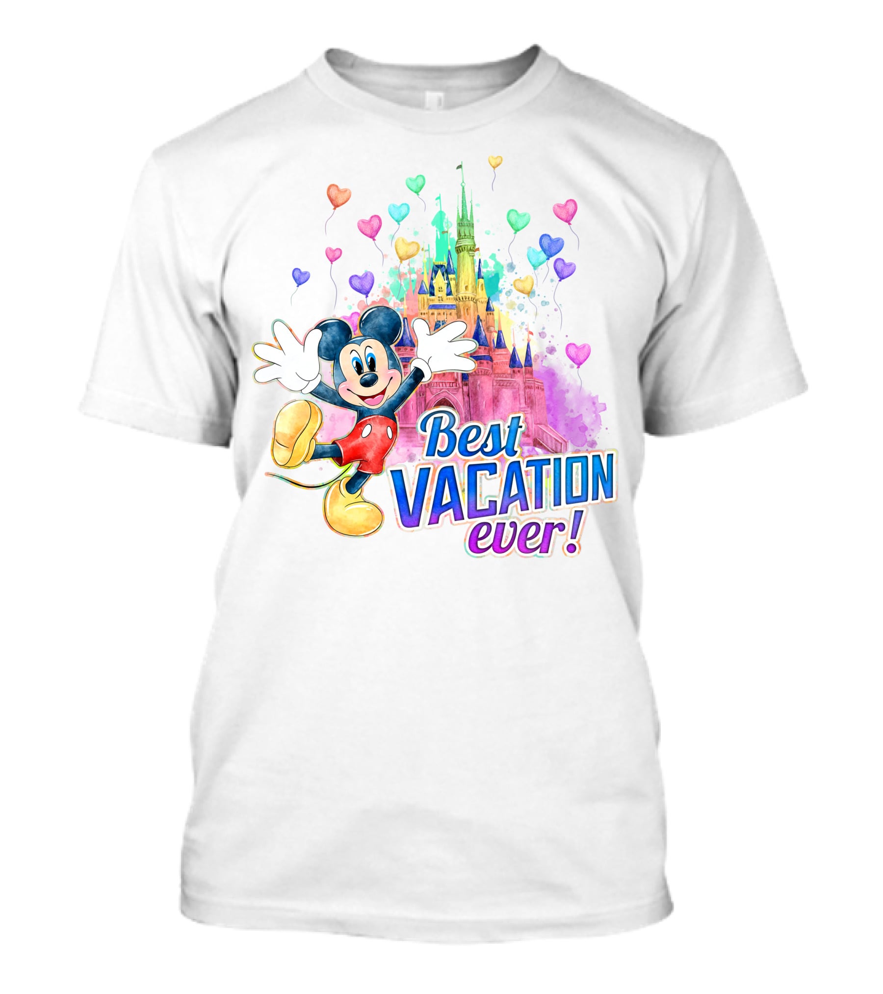 Mickey Best Vacation Ever Colorful Castle Balloons T-Shirt
