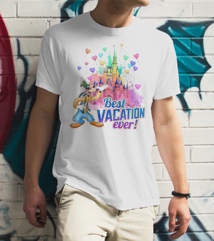 Best Vacation Ever Goofy Disney Castle Balloons T-Shirt