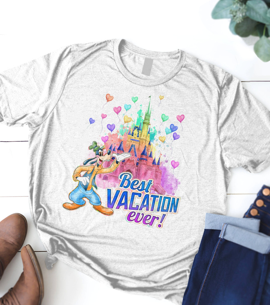 Best Vacation Ever Goofy Disney Castle Balloons T-Shirt