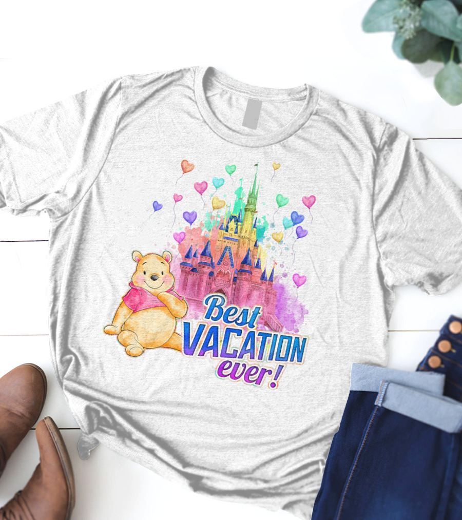 Best Vacation Ever Pooh Castle Balloons T-Shirt