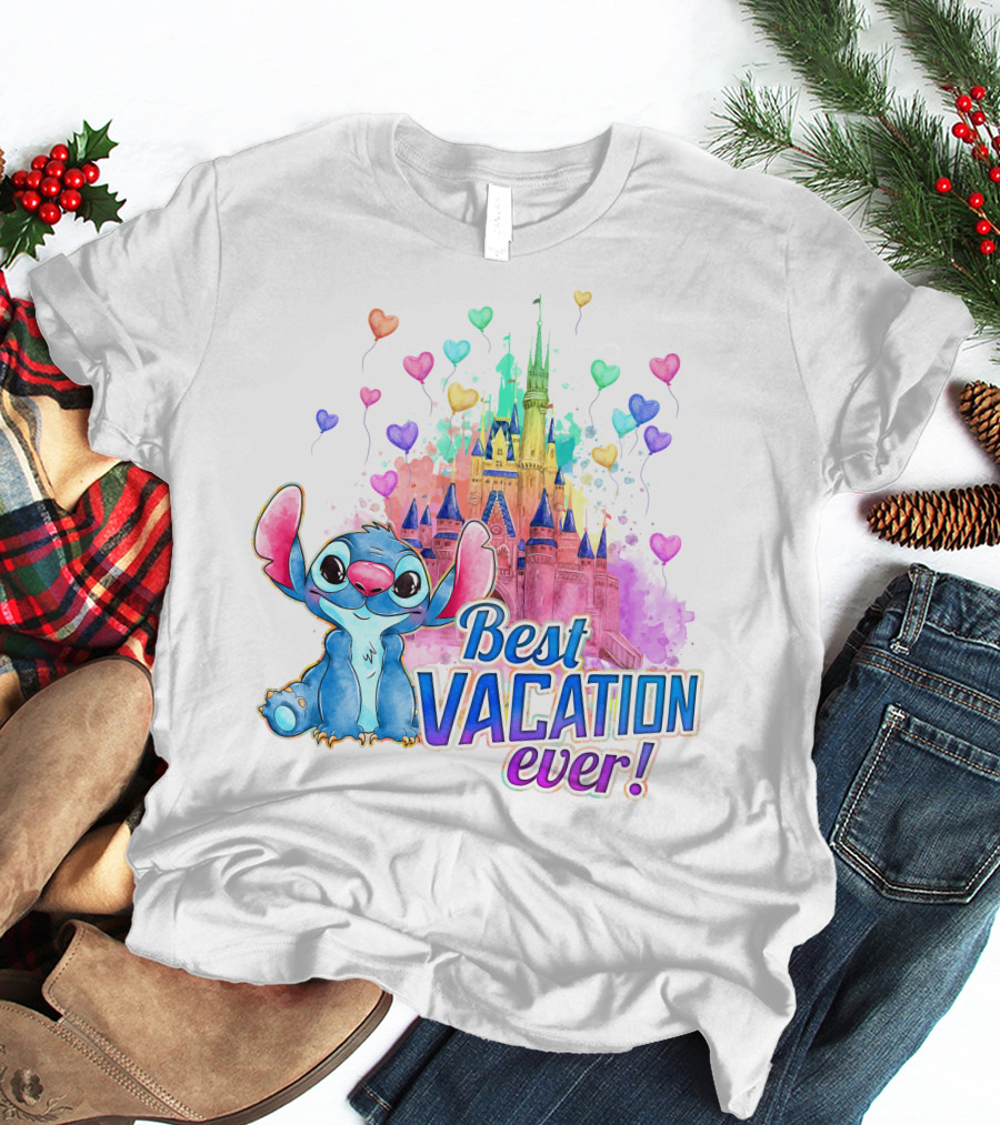 Best Vacation Ever Stitch Castle Balloons T-Shirt