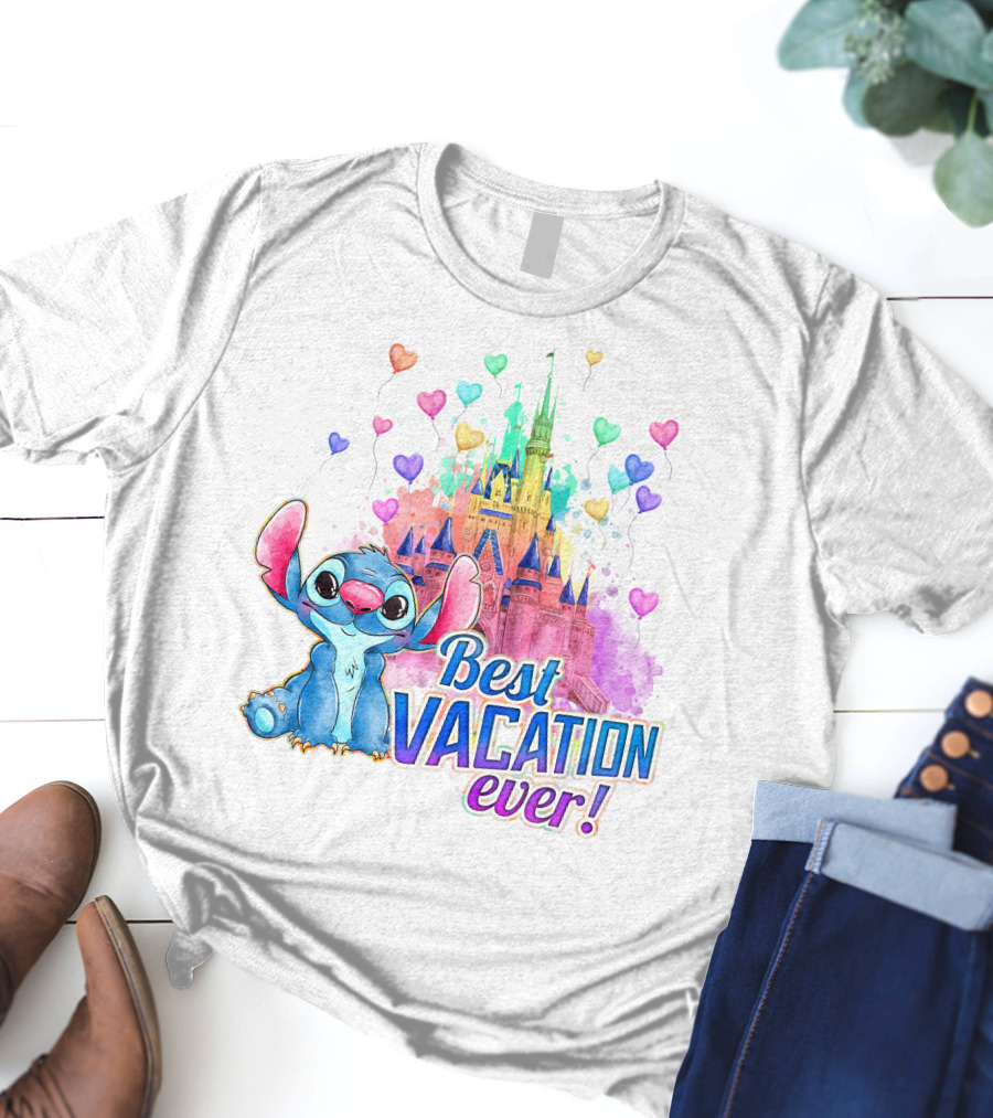 Best Vacation Ever Stitch Castle Balloons T-Shirt