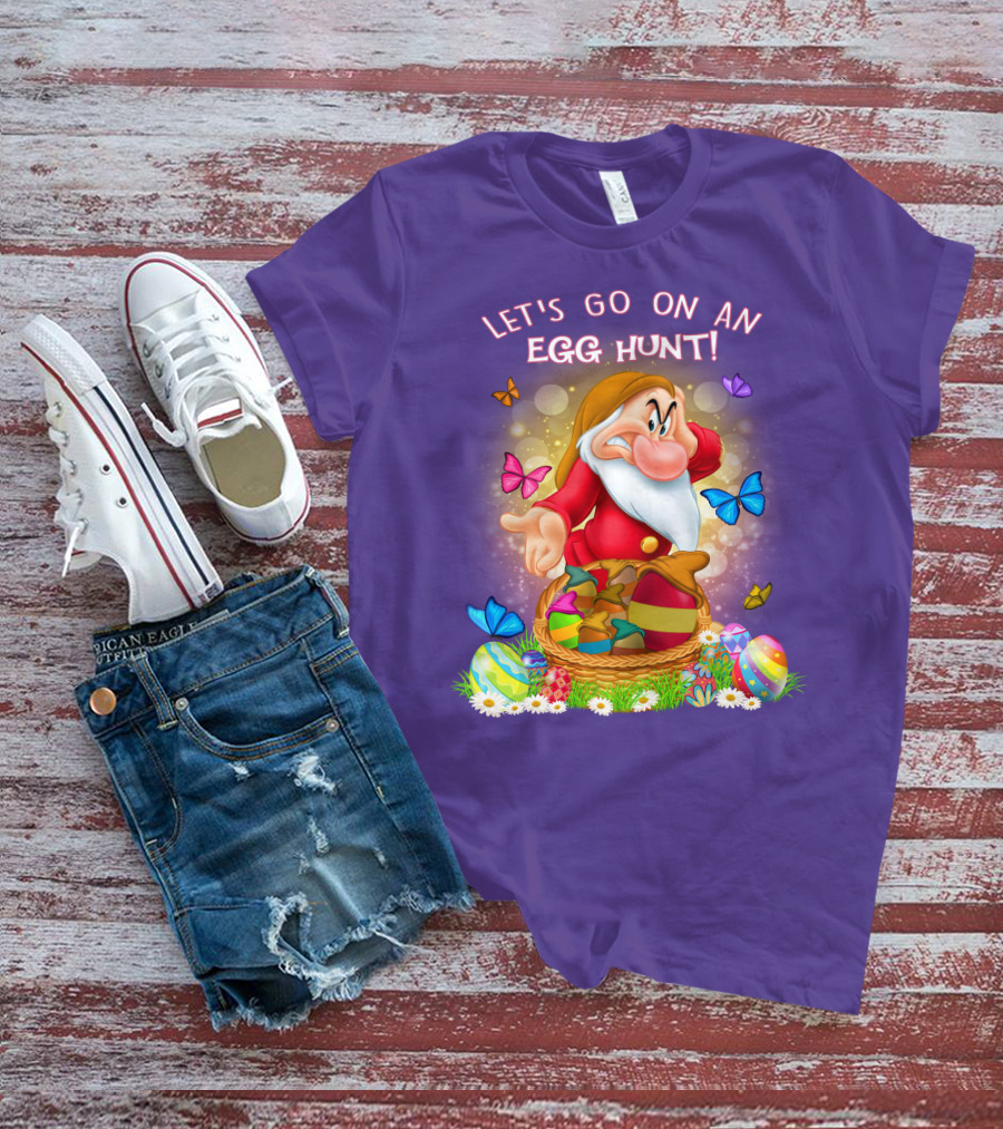 Let's Go On An Egg Hunt Grumpy Butterflies Easter Basket T-Shirt