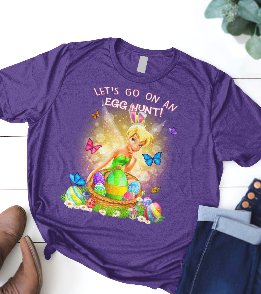 Let's Go On An Egg Hunt Tinkerbell Basket Butterflies T-Shirt