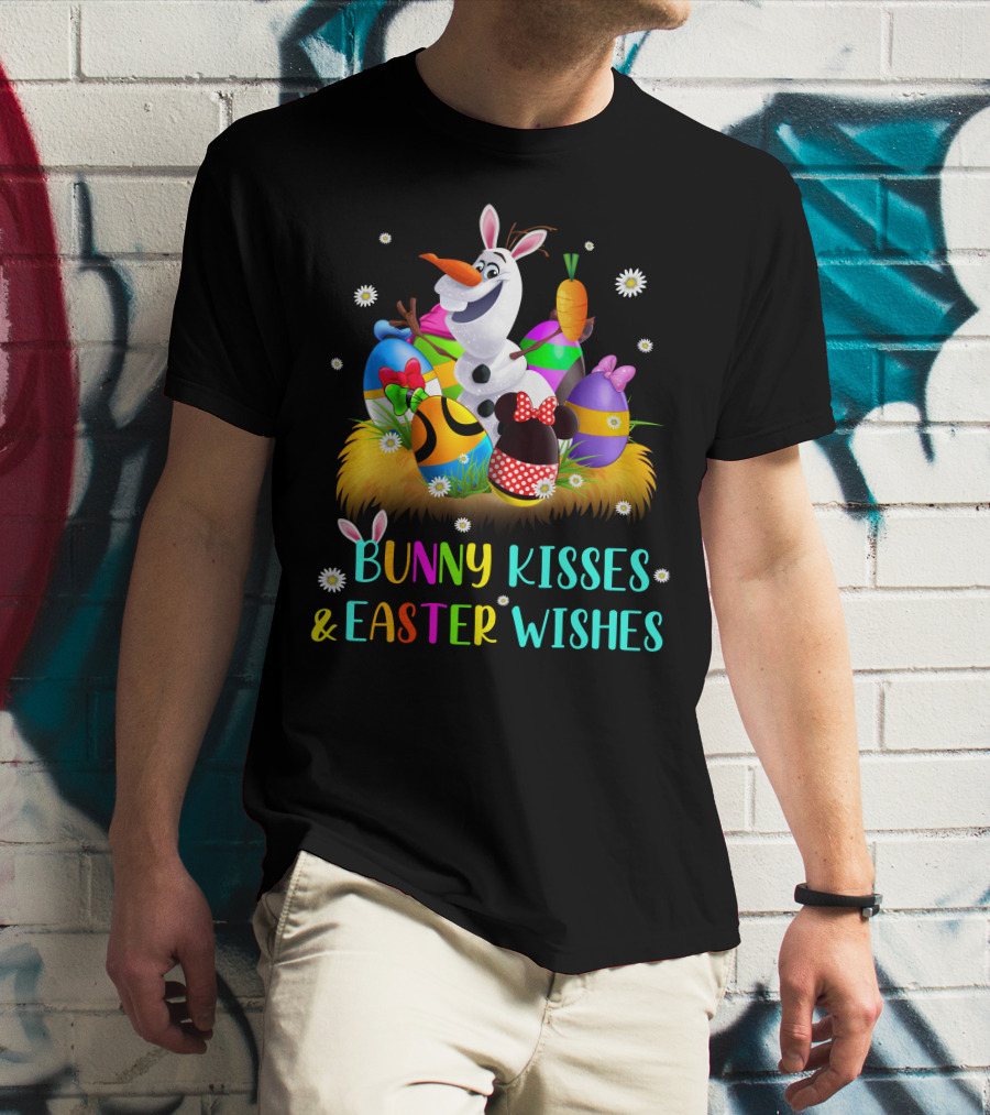Bunny Kisses & Easter Wishes Olaf With Colorful Eggs And Carrot T-Shirt