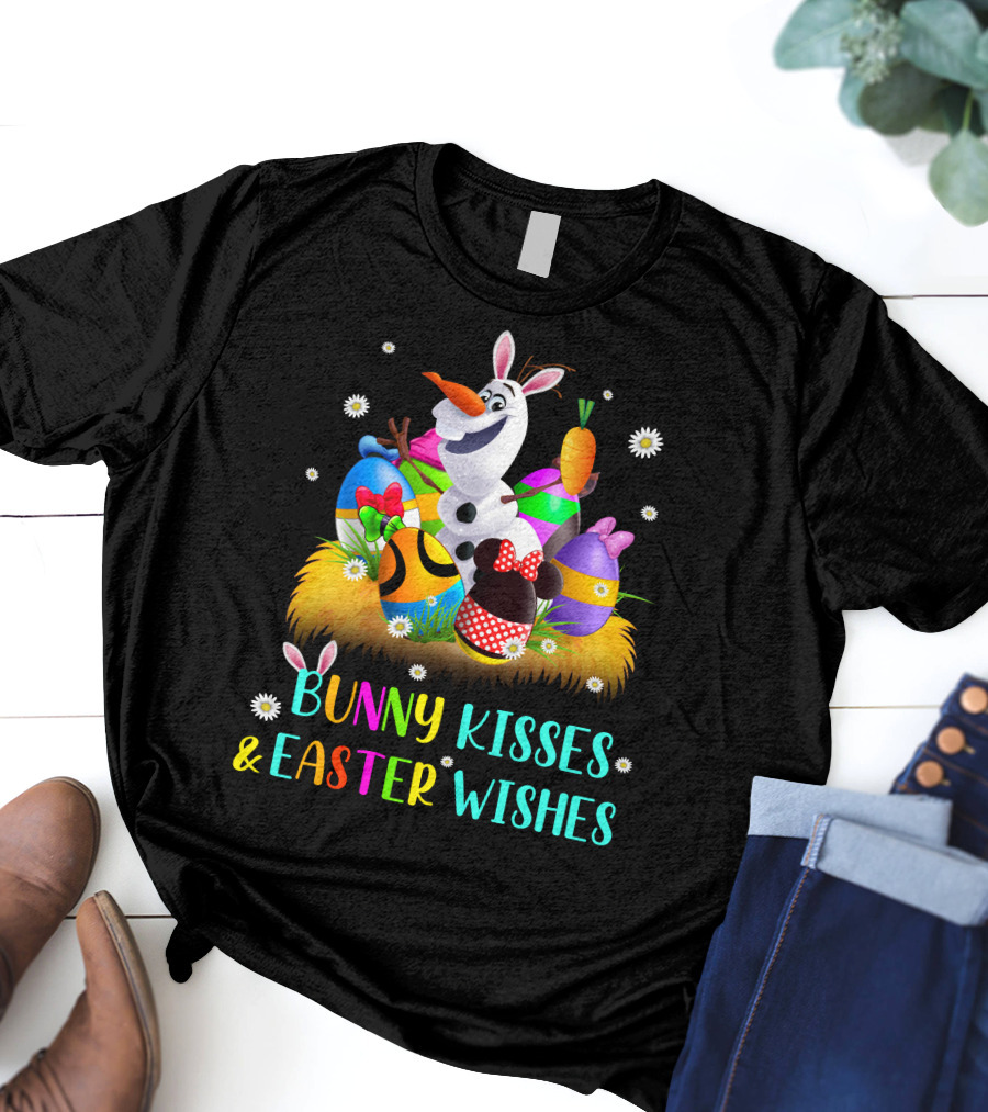 Bunny Kisses & Easter Wishes Olaf With Colorful Eggs And Carrot T-Shirt