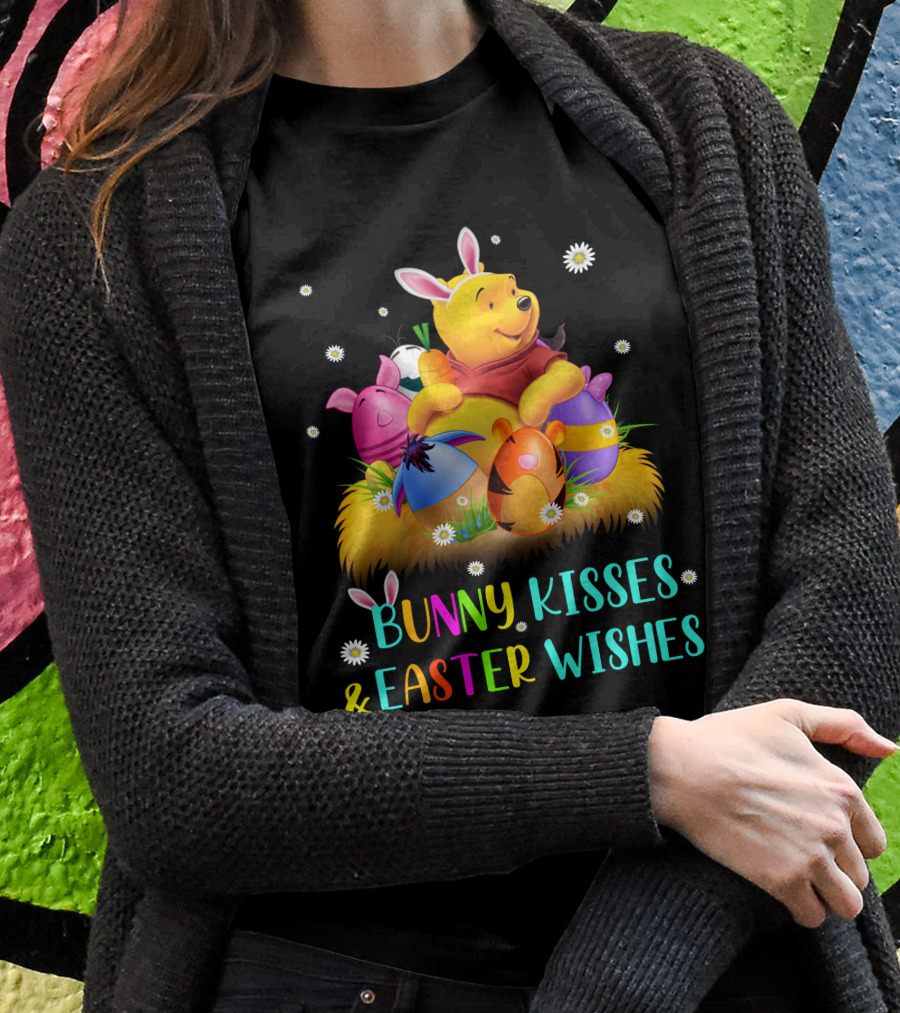 Bunny Kisses & Easter Wishes Pooh Egg Hunt Celebration T-Shirt
