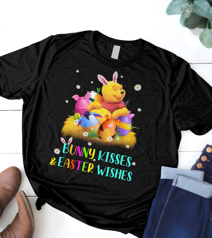 Bunny Kisses & Easter Wishes Pooh Egg Hunt Celebration T-Shirt