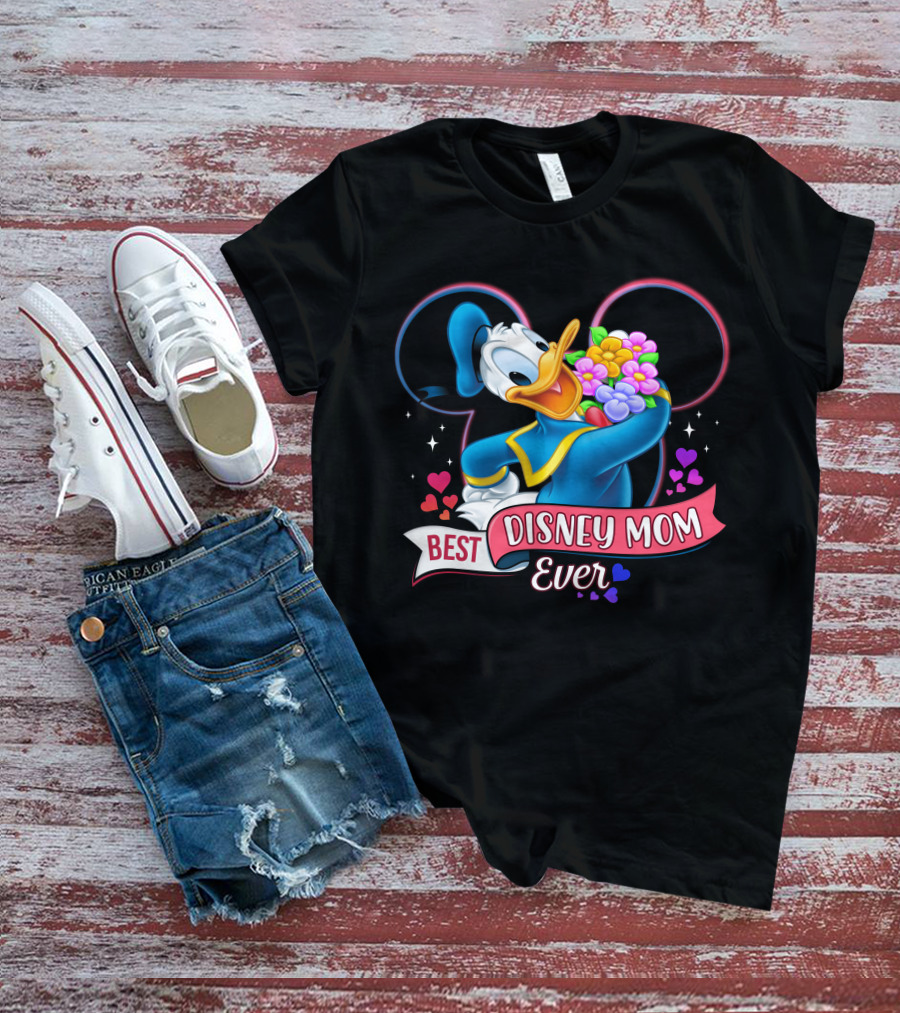 Best Disney Mom Ever Donald Duck With Flowers T-Shirt
