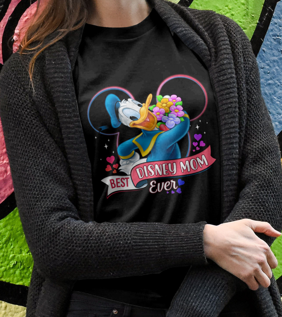 Best Disney Mom Ever Donald Duck With Flowers T-Shirt