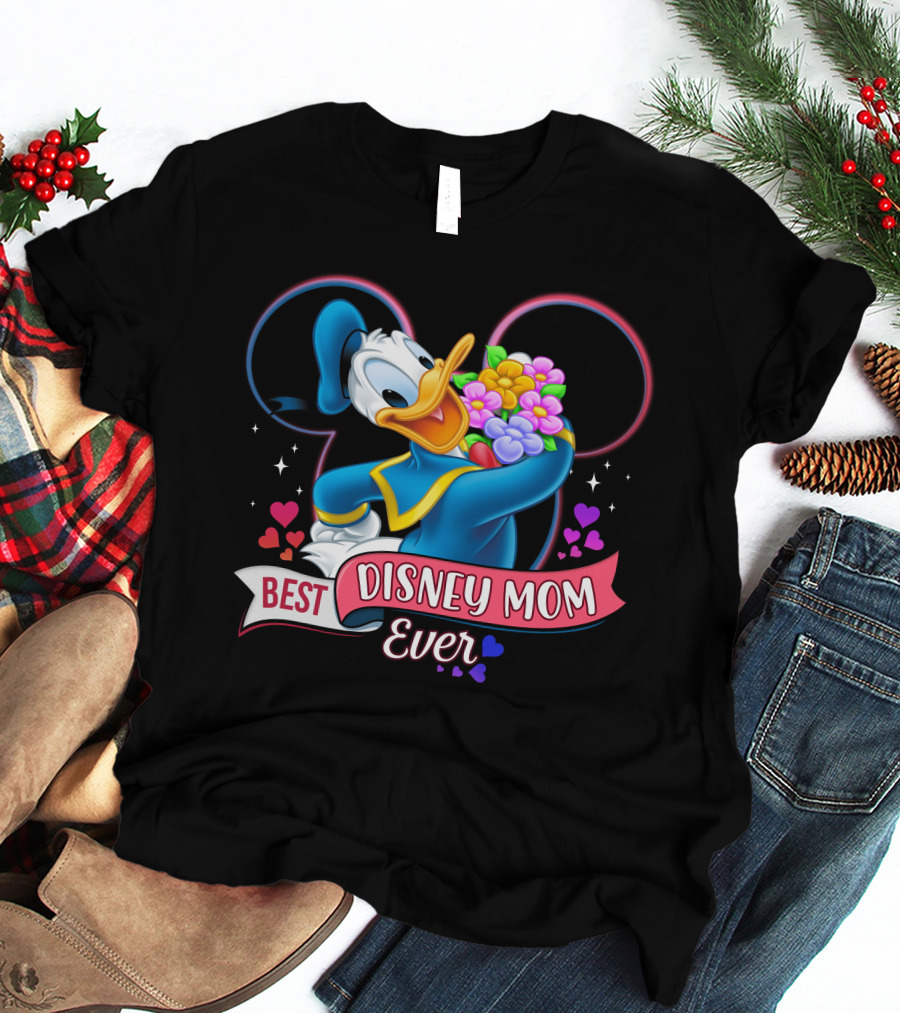 Best Disney Mom Ever Donald Duck With Flowers T-Shirt
