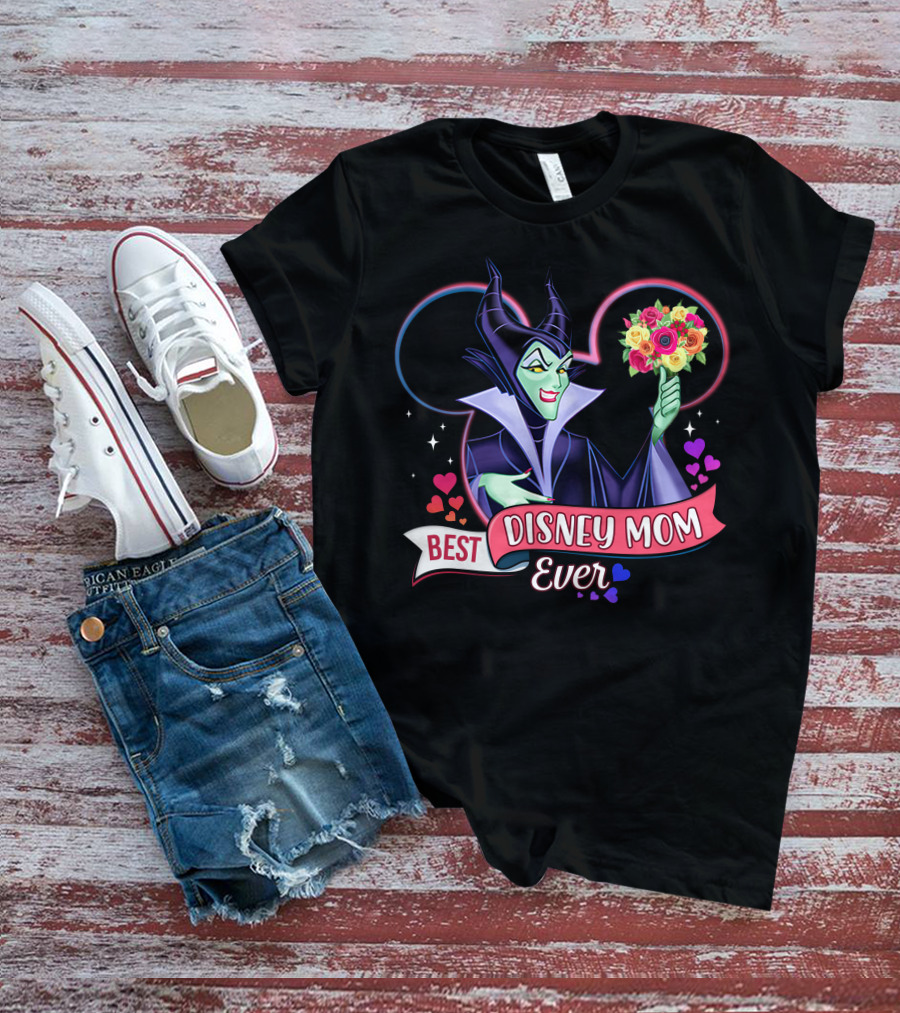Best Disney Mom Ever Maleficent Holding Flowers T-Shirt