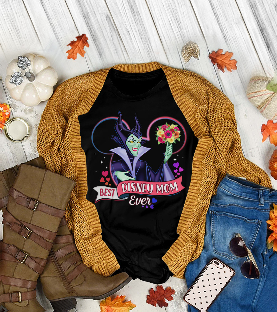 Best Disney Mom Ever Maleficent Holding Flowers T-Shirt