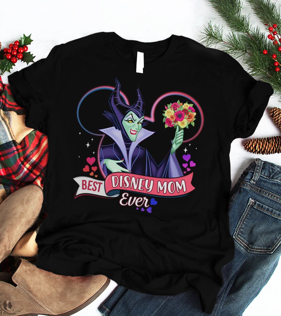Best Disney Mom Ever Maleficent Holding Flowers T-Shirt