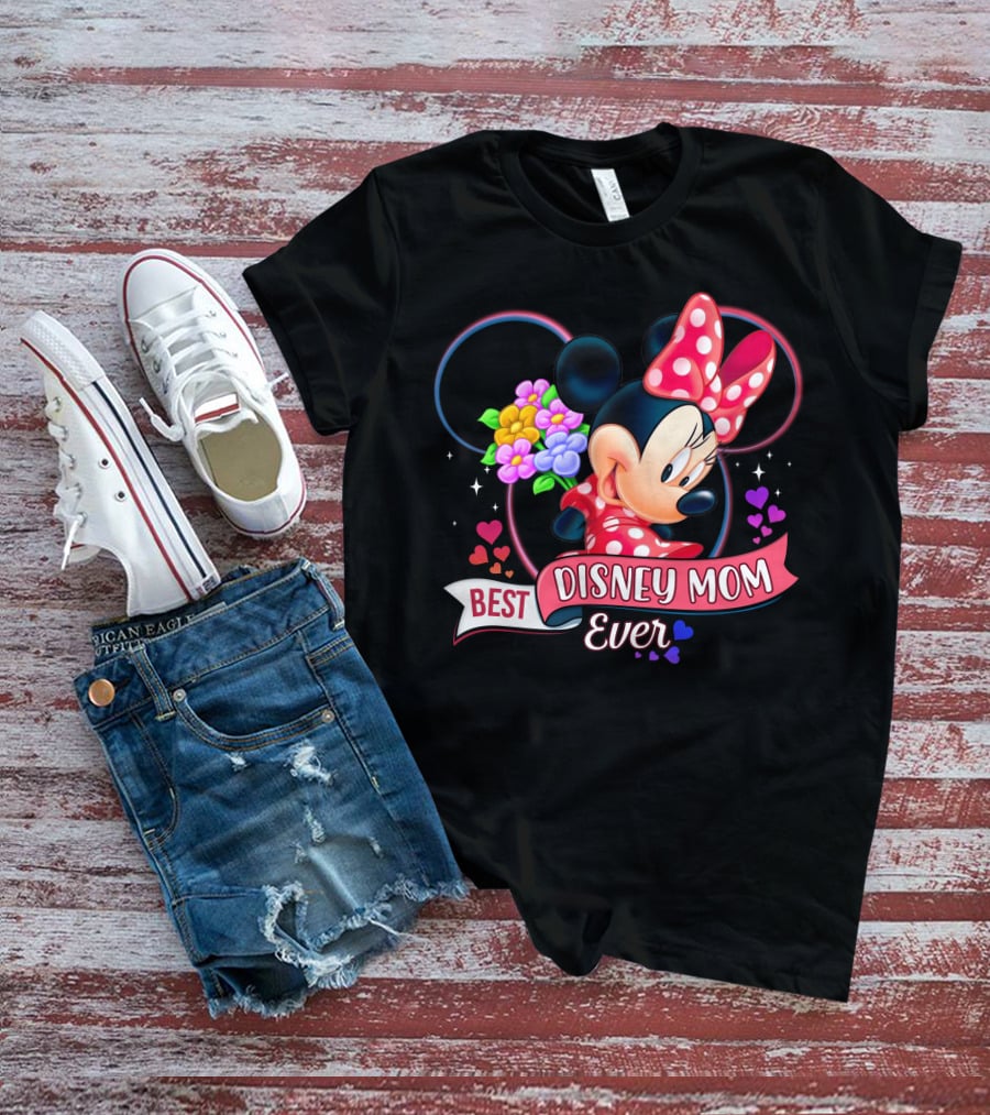 Best Disney Mom Ever Minnie Mouse Flowers Hearts T-Shirt