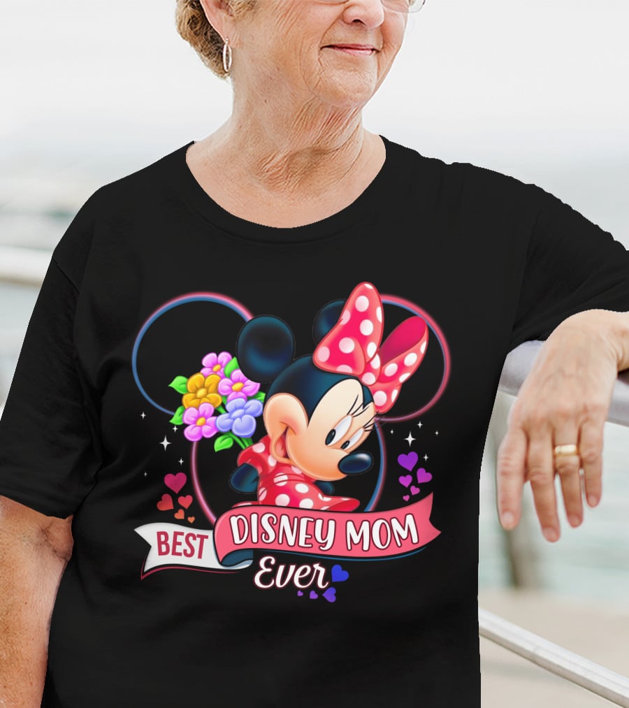 Best Disney Mom Ever Minnie Mouse Flowers Hearts T-Shirt