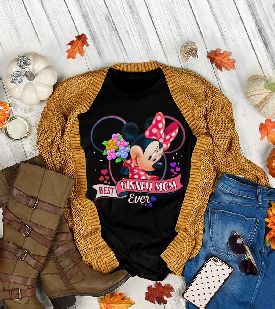 Best Disney Mom Ever Minnie Mouse Flowers Hearts T-Shirt